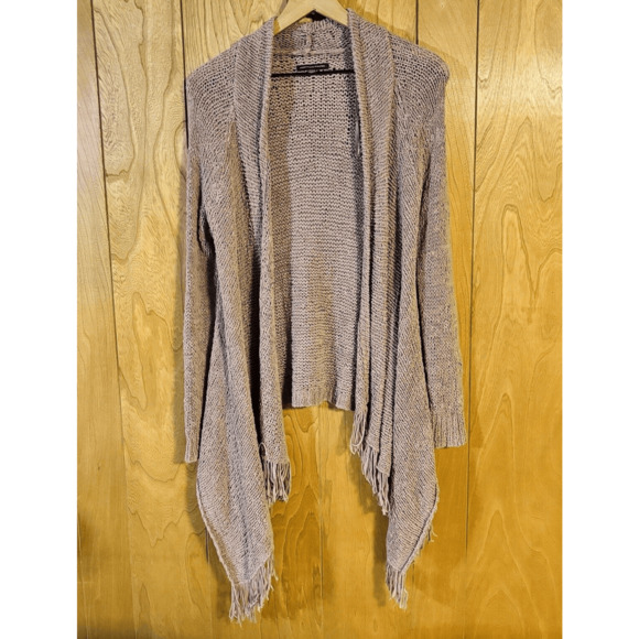 American Eagle Cardigan Sweater Women’s M Open Front Drape Knit Fringe Hem - Picture 2 of 5